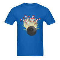 Humorous Bowler Holiday Tee, Santa Hat Bowling Pins Christmas Shirt, Strike Bowling Sports Graphic T-Shirt, Christmas Present for Bowlers