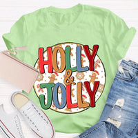 Festive Holiday Graphic T-Shirt, Holly and Jolly Christmas Shirt, Retro Merry Christmas Tee, Adorable Winter Holiday Shirt, Unisex Xmas Present
