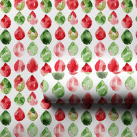 Red and Green Christmas Gift Wrap, Watercolor Gem Teardrop Wrapping Paper, Retro Holiday Teardrop Wrapping Paper, Festive Gift Wrap Roll