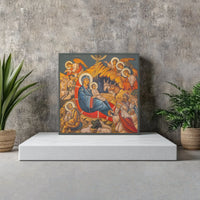 Byzantine Mary and Jesus Printable Wall Art, Nativity Orthodox Icon Digital Download, Christian Christmas Religious Print