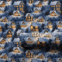 Snowy Night Christmas Gift Wrap, Winter Village Wrapping Paper, Comfy Holiday Town Watercolor Wrapping Paper, Festive Xmas Present Gift Wrap