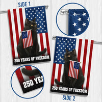 250 Years of Freedom Garden Flag | Black Cat Patriotic Design | Double-Sided Weather-Resistant Polyester | American Independence Gift