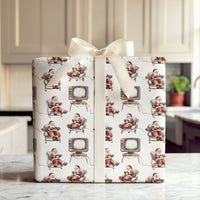 Vintage TV Video Game Gift Wrap, Retro Gamer Santa Wrapping Paper, Gamer Christmas Wrapping Paper, Nostalgic Gaming Paper Roll