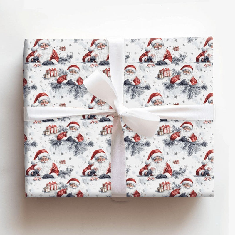 Whimsical Christmas Gift Wrap, Santa Playing Cards Wrapping Paper, Holiday Present Paper, Festive Xmas Wrapping Paper Roll, Winter Gift Wrap