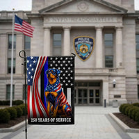 Rottweiler Thin Blue Line Garden Flag | 250 Years of Service Patriotic Dog | Double-Sided Weather-Resistant Polyester | Police Support Gift