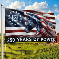 250 Years of Power Patriotic Flag 1776-2026 | American Horse Design House Flag | UV-Resistant Polyester | Commemorative Independence Gift