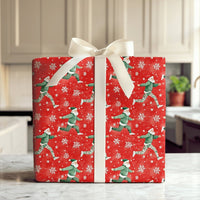 Camo Tracksuit Santa Claus Gift Wrap, Running Santa Wrapping Paper, Humorous Fitness Santa Holiday Paper, Christmas Gift Wrapping Paper Roll
