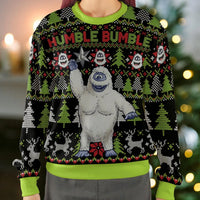 Rudolph Yeti Ugly Christmas Sweater, Humble Bumble Abominable Snowman Sweatshirt, Retro Winter Monster Holiday Crewneck, Fan Present