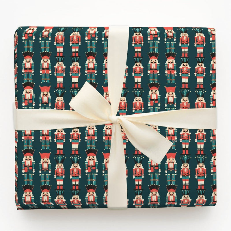 Classic Toy Soldier Holiday Gift Wrap, Nutcracker Christmas Wrapping Paper, Dark Teal Nutcracker Gift Wrapping Paper, Festive Roll Gift Wrap