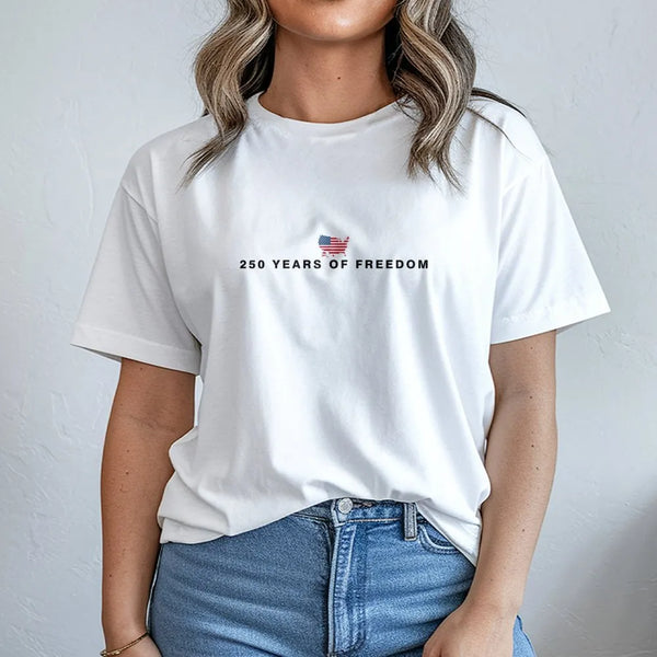 250 Years of Freedom T-Shirt | American Flag USA Map Patriotic Graphic | Soft100% Cotton Unisex Tee | Gift for Patriotic Americans and History Fans