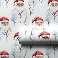 Scientist Christmas Gift Wrap, Doctor Santa Wrapping Paper, Medical Professional Holiday Wrapping Paper, Lab Coat Santa Gift Wrap Paper