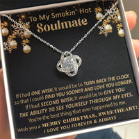 14k White Gold Love Knot Pendant, Soulmate Love Knot Necklace, Cubic Zirconia Knot Necklace, Romantic Wife Christmas Jewelry Present for Her