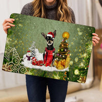 Merry Christmas Snow Tree Welcome Mat, Chihuahua Christmas Doormat, Holiday Dog Door Mat, Winter Entryway Decor, Xmas Pet Lover Present