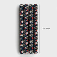 Santa Hat Animal Holiday Gift Wrap, Christmas Sloth Wrapping Paper, Whimsical Navy Winter Wrapping Paper, Festive Present Wrapping Paper