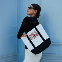 Usa Where Liberty Blooms Color-blocked Canvas Bag