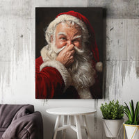 Whimsical Nose Picking Santa Canvas Print, Humorous Santa Claus Canvas Wall Art, Humorous Christmas Holiday Canvas, Gag Present Home Wall Decor