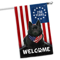 Schipperke Garden Flag Patriotic Welcome | 250 Years Americana 1776-2026 | Double-Sided Polyester | Dog Lover Gift
