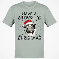 Humorous Holiday Cow Shirt, Have a Moo-y Christmas T-Shirt, Christmas Farmer Graphic Tee, Xmas Animal Lover T-Shirt, Holiday Present