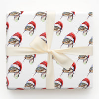 Watercolor Santa Hat Snake Gift Wrap, Christmas Snake Wrapping Paper, Humorous Reptile Holiday Paper, Adorable Animal Lover Xmas Gift Wrap Roll