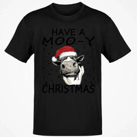 Humorous Holiday Cow Shirt, Have a Moo-y Christmas T-Shirt, Christmas Farmer Graphic Tee, Xmas Animal Lover T-Shirt, Holiday Present
