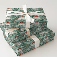 Retro Holiday Van Gift Wrap, Vintage Camper Christmas Wrapping Paper, Winter Pine Tree Wrapping Paper, Rustic Holiday Present Wrap Roll