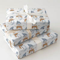 Adorable Winter Holiday Gift Wrap, Watercolor Snowman Wrapping Paper, Festive Snowmen Christmas Wrapping Paper, Comfy Seasonal Gift Wrap Roll