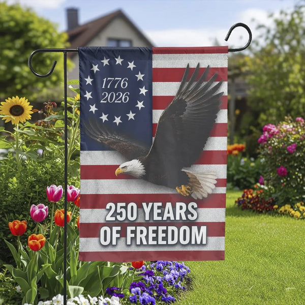 America 250 Years of Freedom Garden Flag | Patriotic Bald Eagle 1776-2026 USA Semiquincentennial Decor | Premium Double Sided Weatherproof Polyester | Commemorative Patriotic Gift