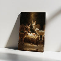 Baby Jesus Manger Poster, Nativity Scene Canvas Wall Art, Christmas Holy Family Art, Christian Holiday Print, Digital Download