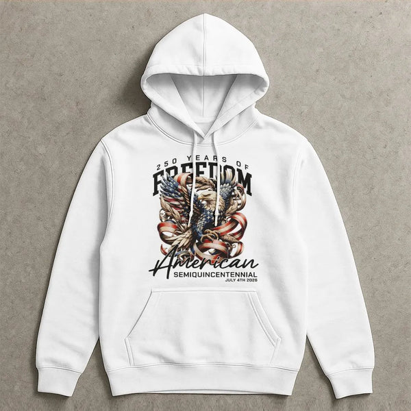 250 Years Of Freedom American Eagle Hoodie | Semiquincentennial July 4th 2026 Graphic | Premium Cotton Blend | Patriotic Gift For Americans