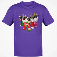 Humorous Xmas Pug Dog Shirt, Pug Christmas Socks T-Shirt, Holiday Animal Graphic Tee, Christmas Puppy Santa T-Shirt, Dog Lover Present