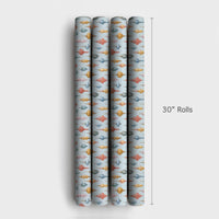 Powder Blue Christmas Gift Wrap, Vintage Ornament Wrapping Paper, Watercolor Holiday Wrapping Paper, Antique Ornament Gift Wrap Paper Roll