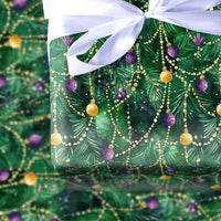 Watercolor Pine Garland Gift Wrap, Purple Gold Ornament Christmas Wrapping Paper, Royal Bauble Wrapping Paper, Elegant Holiday Gift Wrap