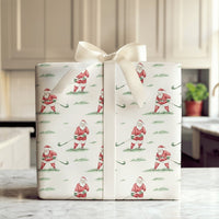 Watercolor Hockey Christmas Gift Wrap Roll, Hockey Santa Wrapping Paper, Sports Santa Present Paper, Winter Holiday Sports Gift Wrap Roll