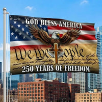 Patriotic Eagle Cross House Flag | We The People 250 Years of Freedom | Double-Sided Polyester | God Bless America Outdoor Decor
