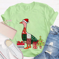 Colorful Holiday Geese Christmas Tree Tee, Christmas Geese T-Shirt, Festive Winter Animal Graphic Shirt, Adorable Xmas Present for Women Men