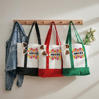 Maestra Flowers Color-blocked Canvas Bag