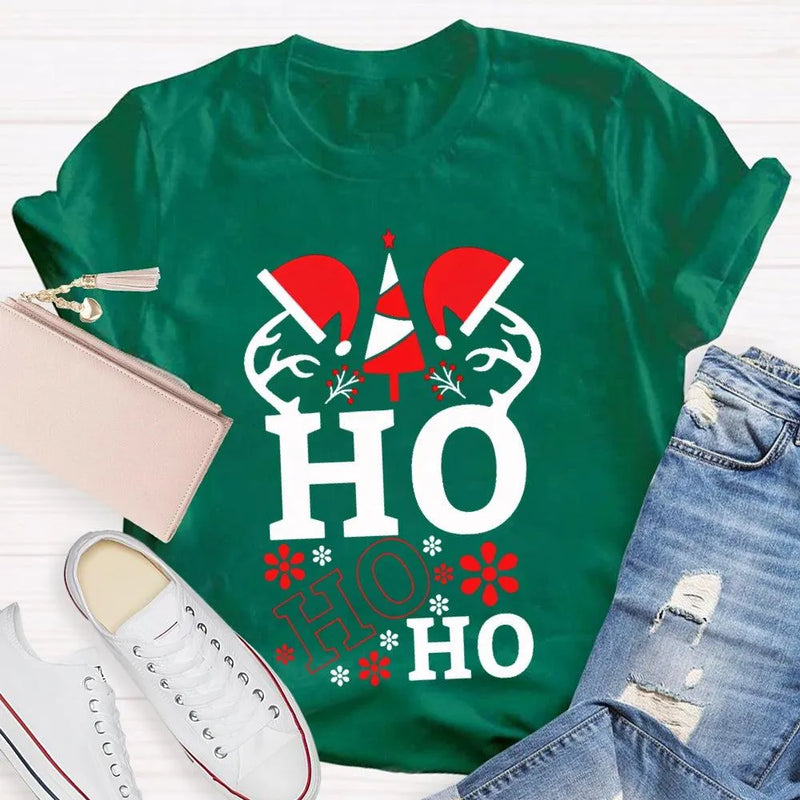 Ho Ho Ho Santa Hat Holiday T-Shirt, Science Teacher Christmas Shirt, Humorous Science Educator Tee, Adorable Chemistry Xmas Present Shirt