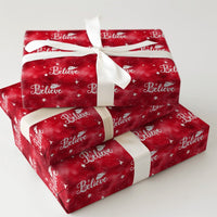 Red Christian Christmas Gift Wrap, Believe Nativity Wrapping Paper, Angels and Stars Holiday Present Wrap, Religious Xmas Wrapping Paper