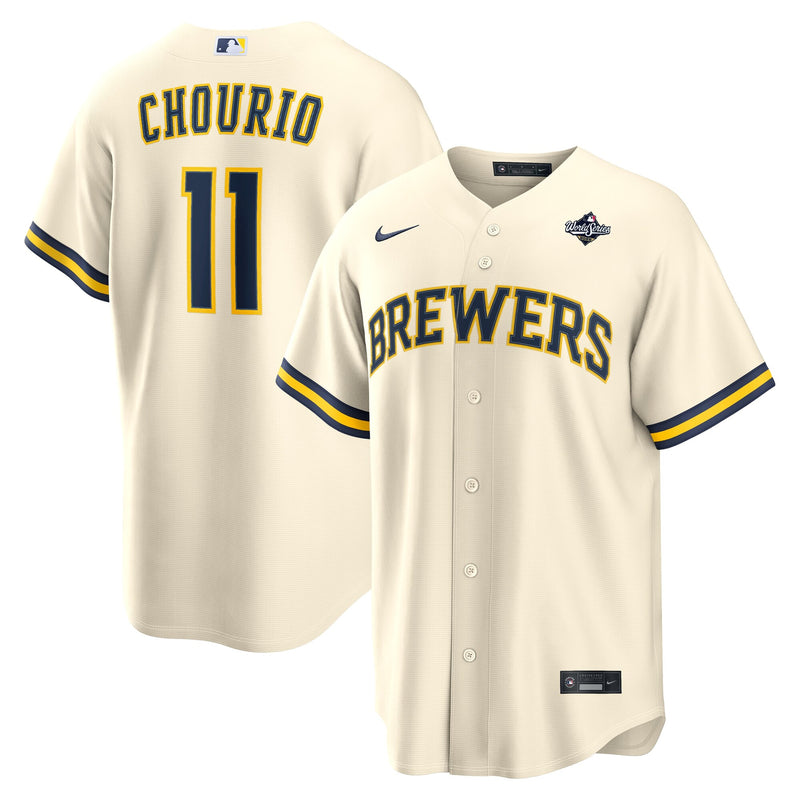 Milwaukee Brewers Jackson Chourio Cream 2026 World Series Home Replica Jersey