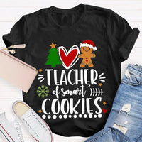 Christmas Tree Holiday Teacher Shirt, Teacher of Smart Cookies T-Shirt, Humorous Teacher Xmas Tee, Adorable School Educator Present T-Shirt