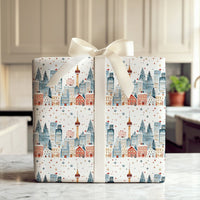 Watercolor CN Tower Gift Wrap, Toronto Skyline Christmas Wrapping Paper, Canadian Winter City Gift Wrap Roll, Canada Travel Wrapping Paper