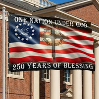 Betsy Ross 250 Years of Blessing Flag | One Nation Under God 1776-2026 | Double-Sided Patriotic Cross Design | UV-Resistant Polyester