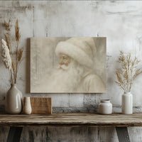 Neutral Snowy Forest Portrait Canvas Print, Vintage Santa Claus Canvas Wall Art, Retro Santa Canvas Art, Elegant Christmas Holiday Present
