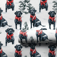 Black Dog in Red Scarf Gift Wrap, Cane Corso Christmas Wrapping Paper, Holiday Dog Lover Wrapping Paper Roll, Winter Pet Present Wrap