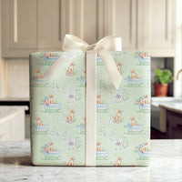 Watercolor Dog Christmas Gift Wrap, Golden Doodle Sleigh Wrapping Paper, Puppy Winter Holiday Wrapping Paper, Dog Lover Gift Wrap Roll