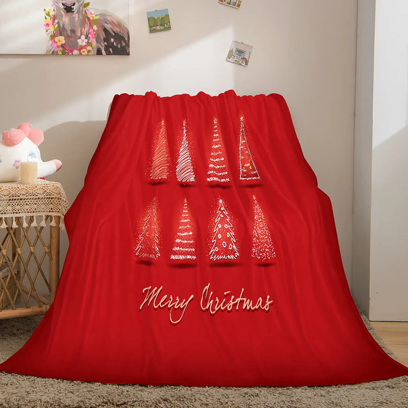 Holiday Plush Throw Blanket, Christmas Theme Blanket, Festive Winter Fleece Blanket, Comfy Christmas Bedding Bedspread, Seasonal Present