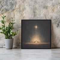 Star of Bethlehem Manger Painting Print, Nativity Scene Canvas Wall Art, Religious Christian Christmas Decor, Digital Download Faith Present