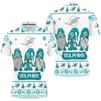 Ugly Sweater Football Game Day Polo, Miami Dolphins Christmas Gnomes Polo Shirt, Festive Dolphins Fan Polo Shirt, Holiday Apparel Present
