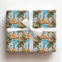Burj Al Arab Holiday Wrapping Paper, Dubai Christmas Wrapping Paper, Watercolor Dubai Gift Wrap, Tropical Skyline Xmas Wrapping Paper