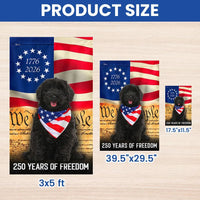 Black Goldendoodle Garden Flag | 250 Years of Freedom Patriotic Design | Double-Sided Weather-Resistant Polyester | Dog Lover Gift